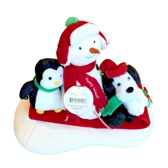 Hallmark Jingle Pals SNOW WHAT FUN SLEDDERS Plush Animated Snowman Dog Penguin - Picture 6 of 8